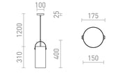 Julietta 31 hanglamp opaalglas/zwart