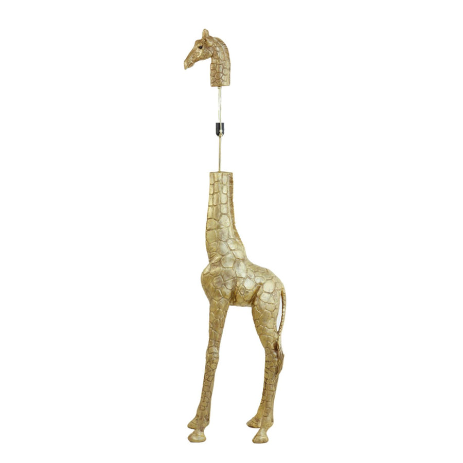 Gouden, decoratieve giraffesculptuur met afneembaar hoofd\