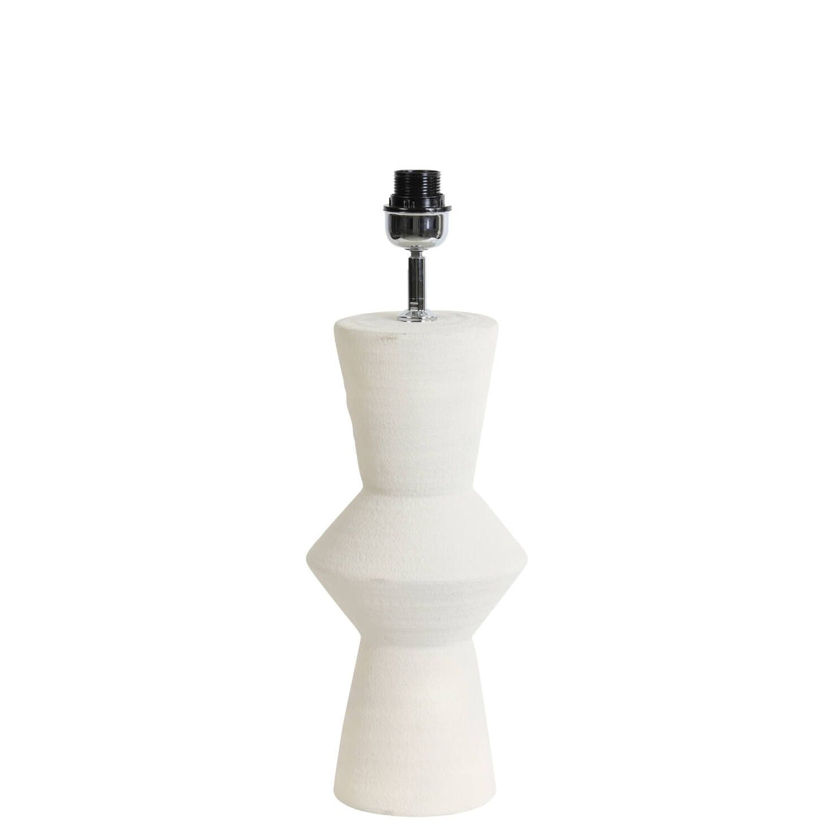 Naturelkleurige keramieken lampvoet met geometrische vorm en E27 fitting van Light & Living.