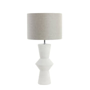Naturelkleurige keramieken lampvoet met geometrische vorm en E27 fitting van Light & Living.