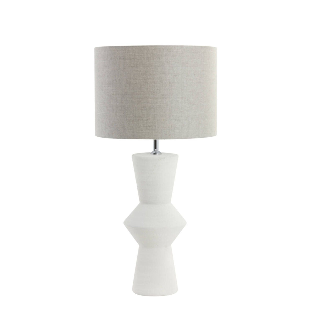 Naturelkleurige keramieken lampvoet met geometrische vorm en E27 fitting van Light & Living.