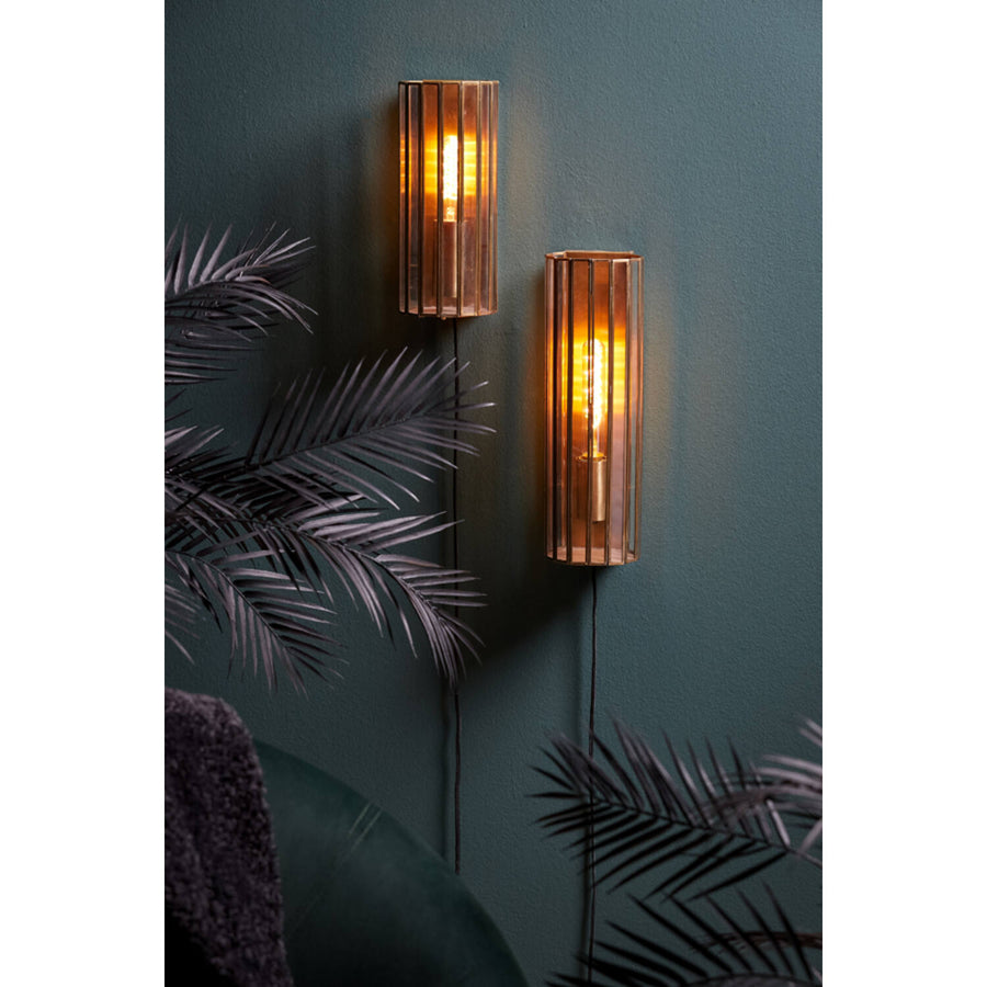 Wandlamp STRØBY antiek brons+glas van Light & living