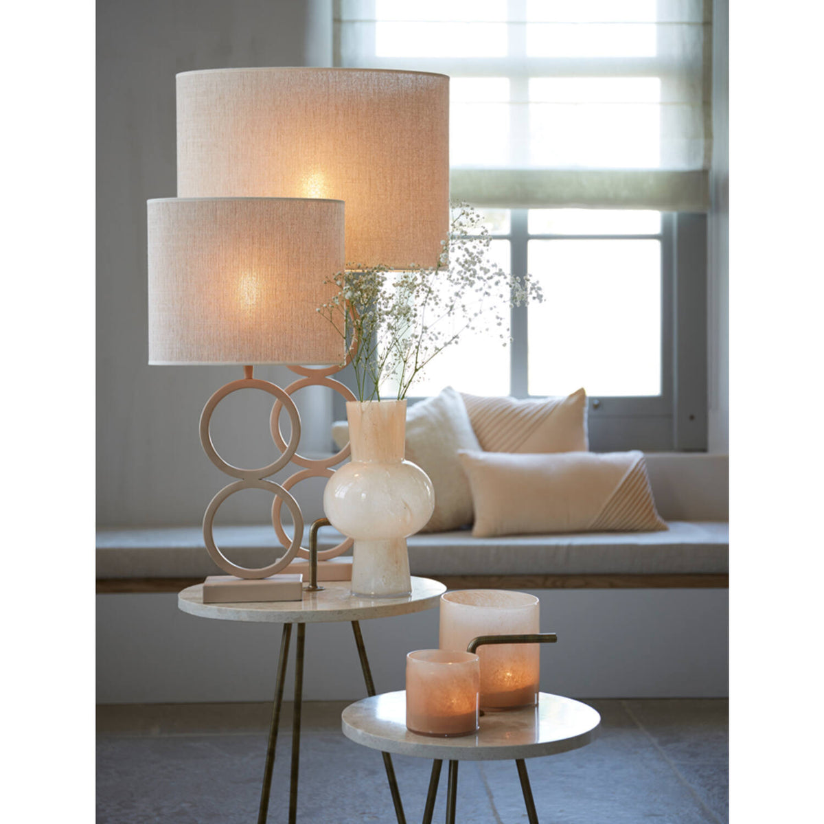Lampenkap Breska parel wit - Ovaal - Light & Living
