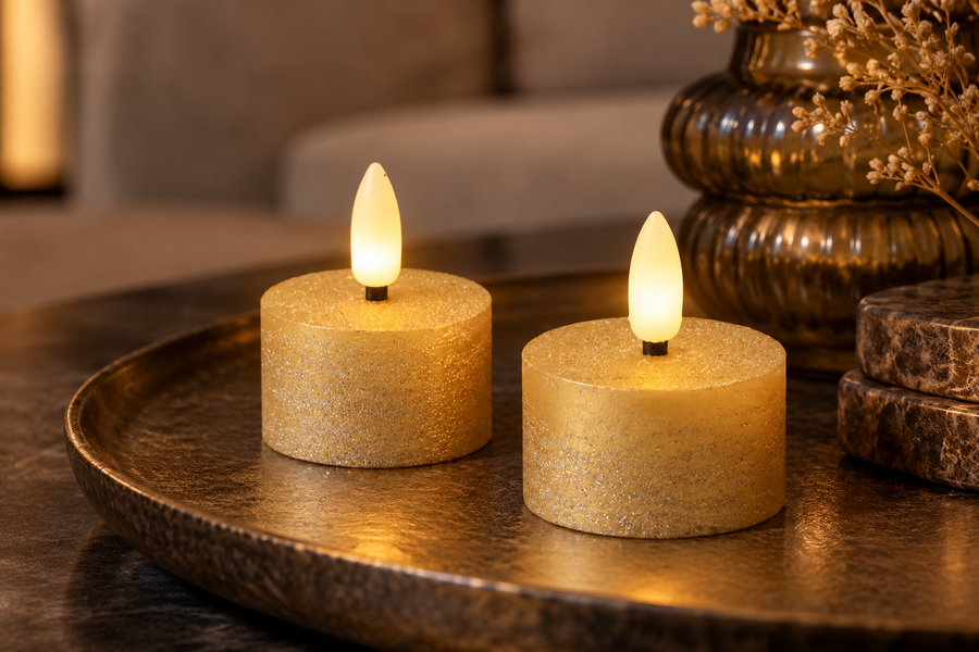 Countryfield - Gouden Led waxinelichten - Set 2