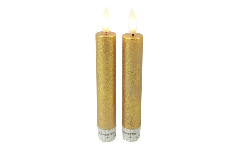 Countryfield LED Dinerkaarsen Goud – 2 stuks – 2x15 cm – Inclusief Afstandsbediening