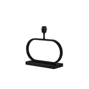 Zwarte metalen lampvoet van Light & Living met open ovaal frame op rechthoekige voet en E27 fitting.