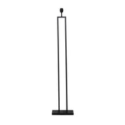 Zwarte, minimalistische vloerlamp met een vierkante voet en een open, rechthoekig frame.