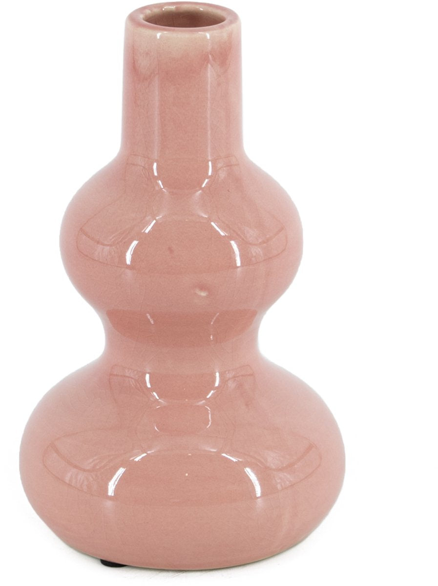 Aardewerk vaas roze - 11x11x17,5cm