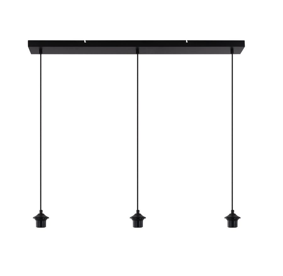 Artdelight Plate - Hanglamp - Dimbaar - 100cm - 3-lichts - E27 - Incl. pendels - Modern - Zwart