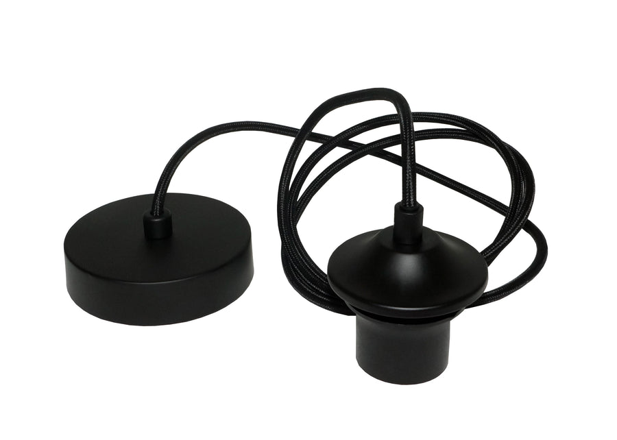 Artdelight - Pendel voor glas of kap - 400 cm - Zwart - met plafondkap Ø10 cm