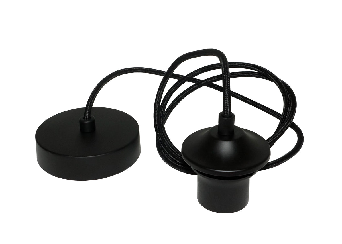Artdelight - Pendel voor glas of kap - 600 cm - Zwart - met plafondkap Ø10 cm