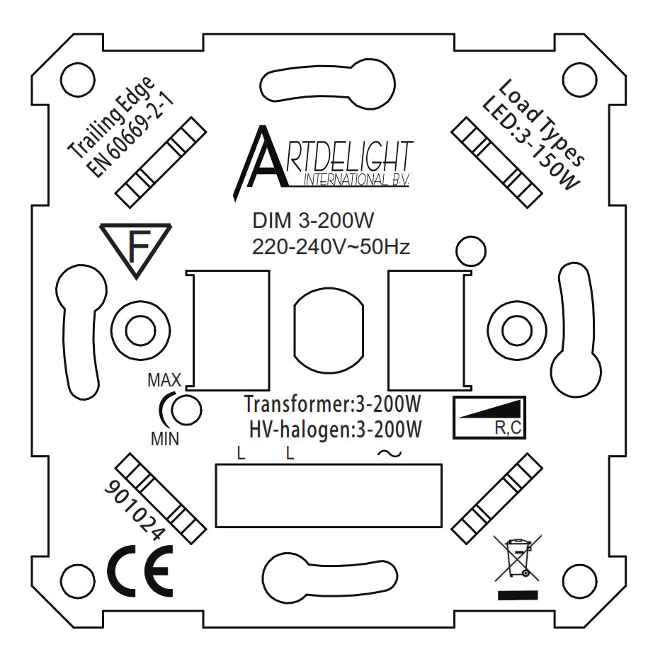 Artdelight Dim - Dimmer - Dimbaar - LED - 3-200W - Universeel - Modern