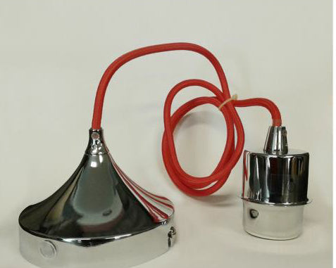 Artdelight Iron - Hanglamp - Dimbaar - L1,2m - E27 - Modern - Chroom/Rood