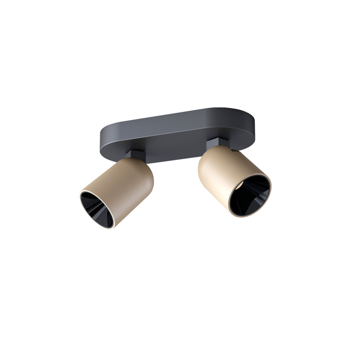 Artdelight Houston - Opbouwspot/Plafondspot - LED Dimbaar - 2-lichts - 2x8W 2700K - Design - Zwart/Champagne