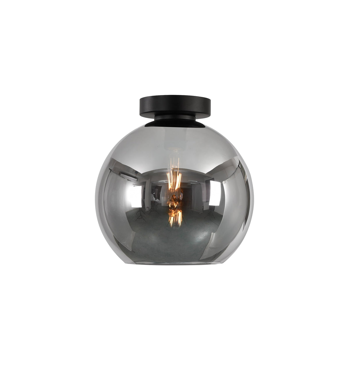 Artdelight Marino - Plafonnière/Plafondlamp - Dimbaar - Ø25cm - E27 - Modern - Titan glas