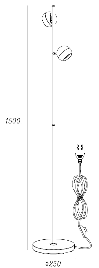 Artdelight Bolero - Vloerlamp/Staande lamp - 2-lichts - GU10 - Modern - Zwart