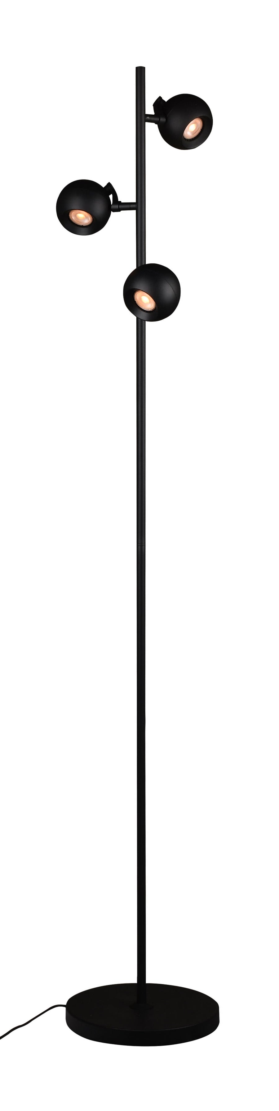 Artdelight Bolero - Vloerlamp/Staande lamp - 3-lichts - GU10 - Modern - Zwart
