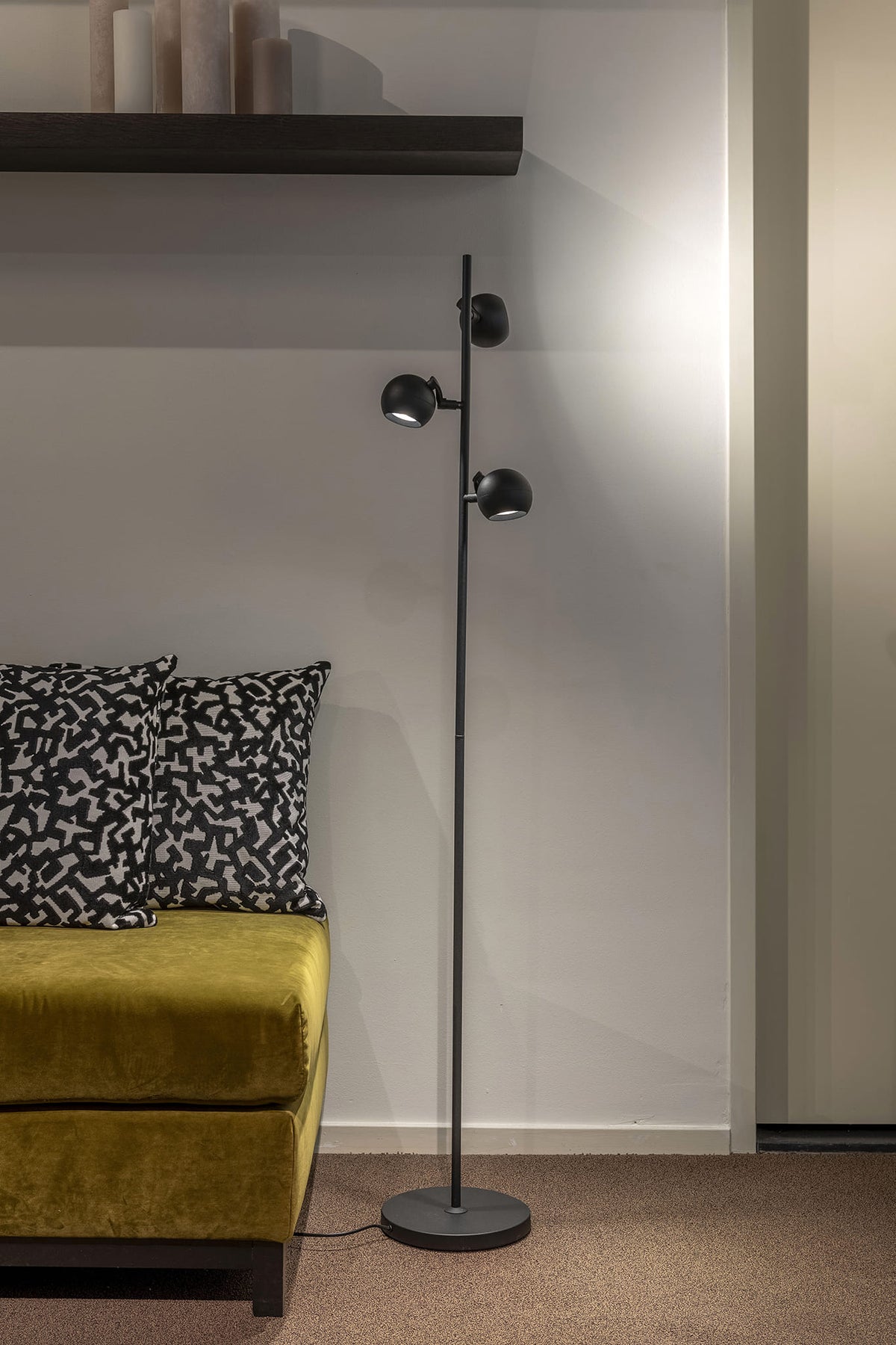 Artdelight Bolero - Vloerlamp/Staande lamp - 3-lichts - GU10 - Modern - Zwart