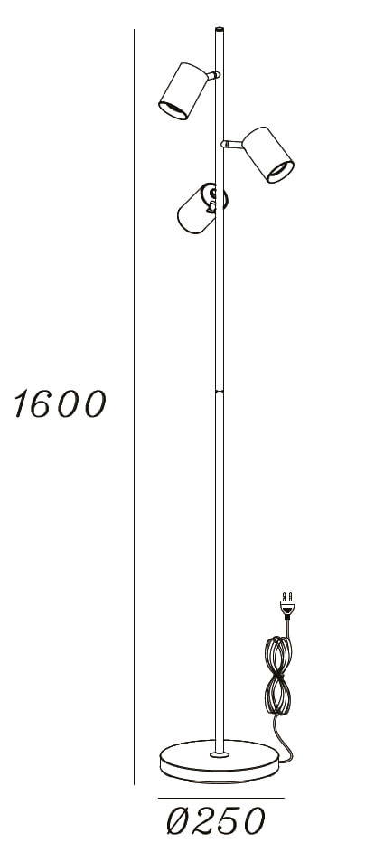 Artdelight Megano - Vloerlamp/Staande lamp - 3-lichts - GU10 - Modern - Zwart