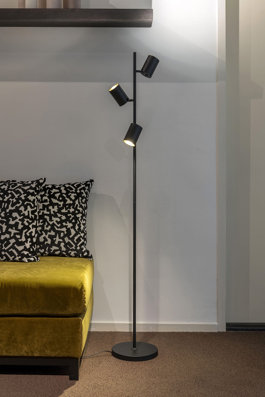 Artdelight Megano - Vloerlamp/Staande lamp - 3-lichts - GU10 - Modern - Zwart