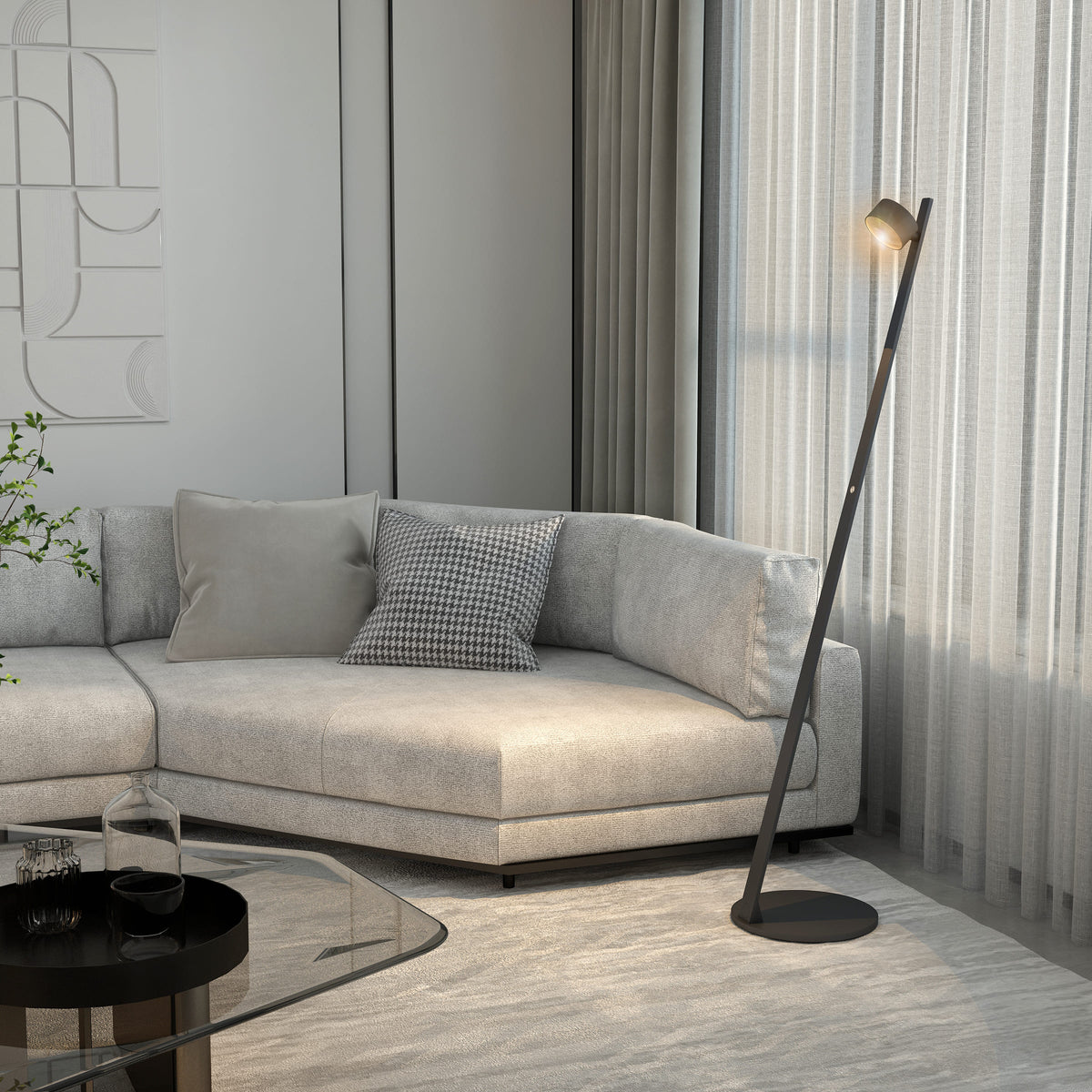 Artdelight Omega - Vloerlamp/Staande lamp - LED Dimbaar - 7W 2700K - Design - Zwart