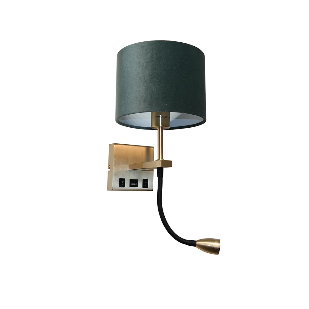 Artdelight Quad - Wandlamp - E27 - USB-A + USB-C - Modern – Kies kleur