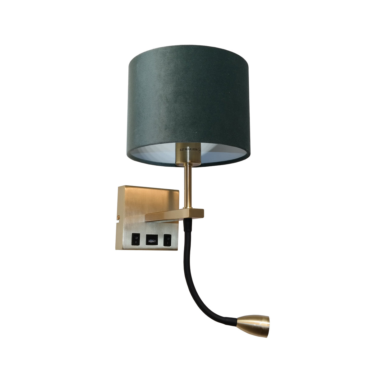 Artdelight Quad - Wandlamp - E27 - USB-A + USB-C - Modern – Kies kleur