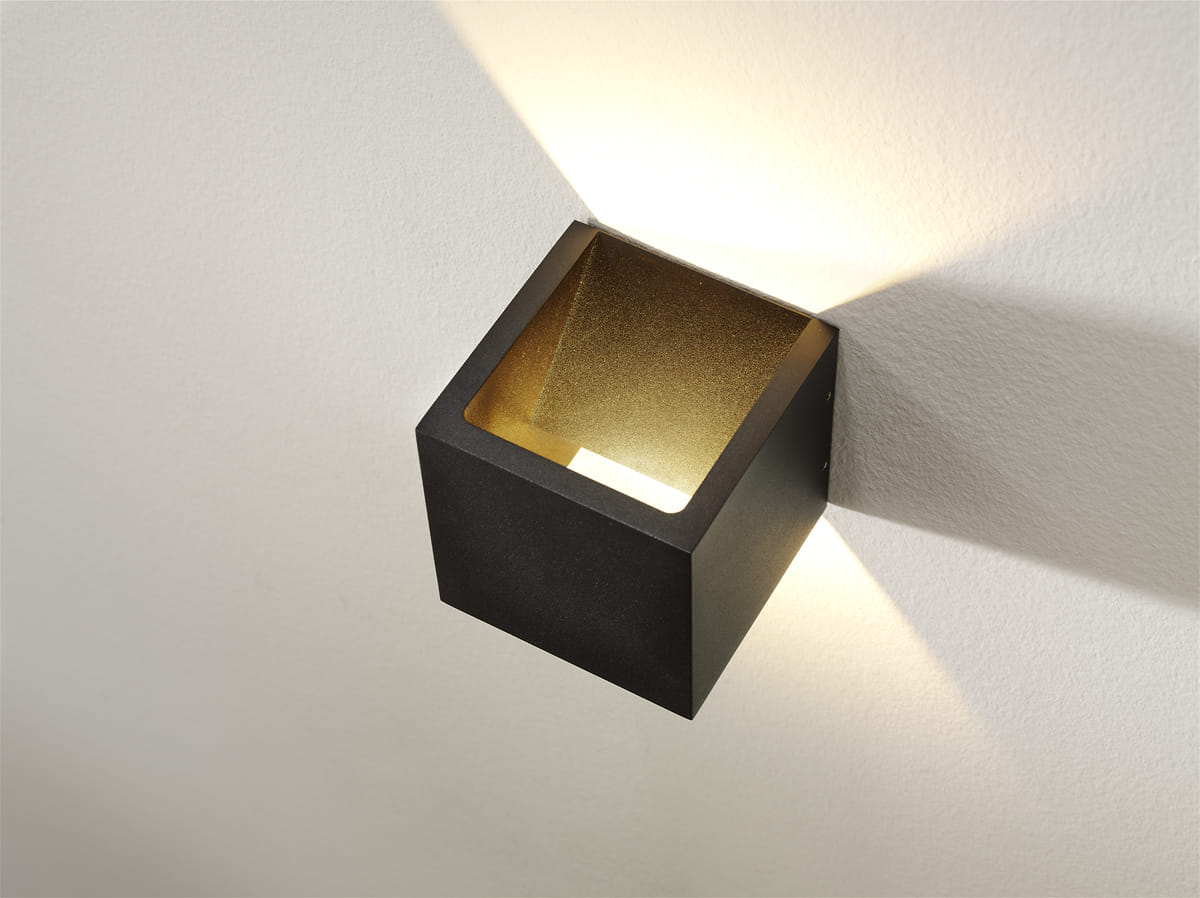 Artdelight Cube - Wandlamp - LED Dimbaar - IP65 Binnen/Badkamer/Buiten - 6W 3000K - Design - Zwart