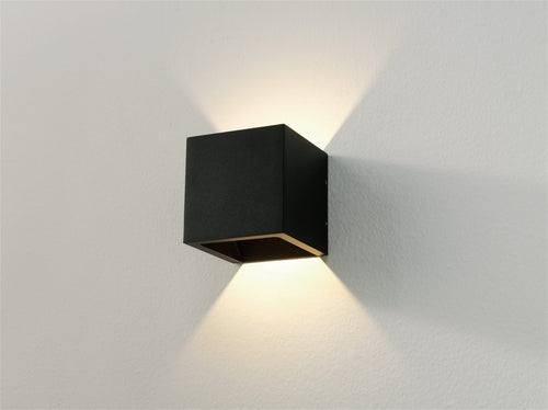 Artdelight Cube - Wandlamp - LED Dimbaar - IP65 Binnen/Badkamer/Buiten - 6W 3000K - Design - Zwart