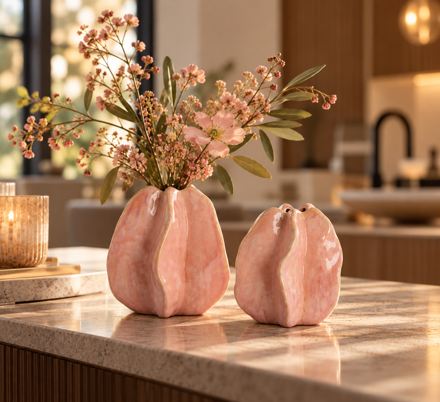 Vaas IDRIJA keramiek roze van Light & living