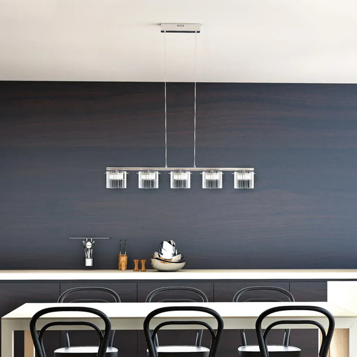 ESTRA V LED hanglamp 5-lichts – glas & aluminium | modern en elegant