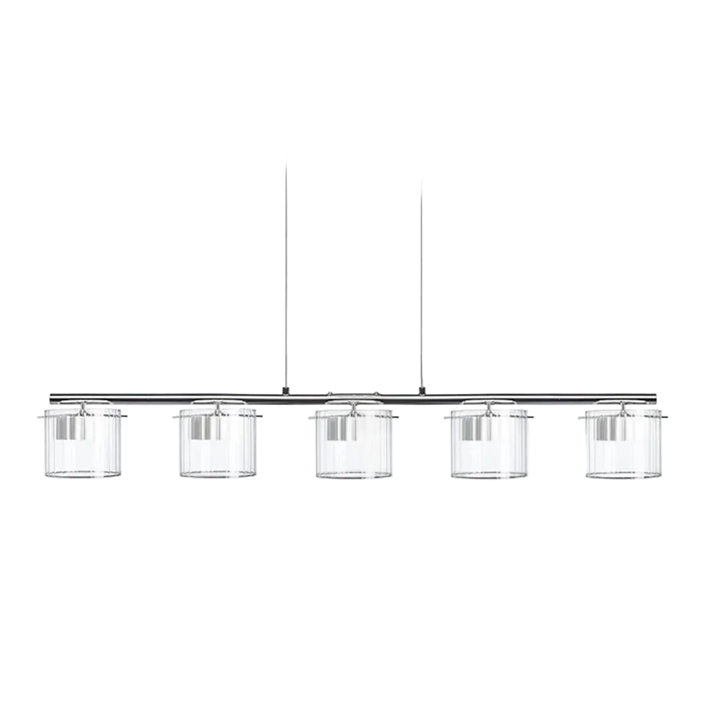 ESTRA V LED hanglamp 5-lichts – glas & aluminium | modern en elegant