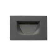 Zwarte rechthoekige LED inbouw wandlamp met verzonken lichtopening voor trapverlichting en tuinpadverlichting.