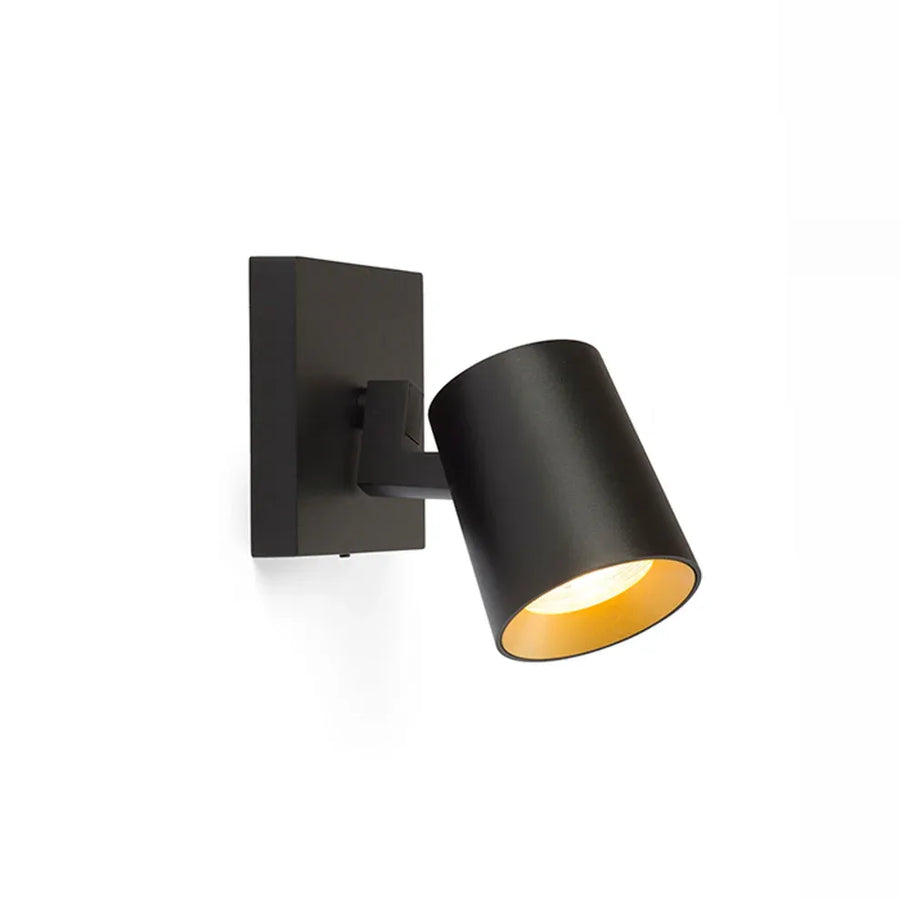 Wand- en Plafondlamp Kenny – Moderne Spot in Zwart met Goud