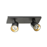 Plafondlamp Kenny – Moderne 2-lichts Spot in Zwart met Goud