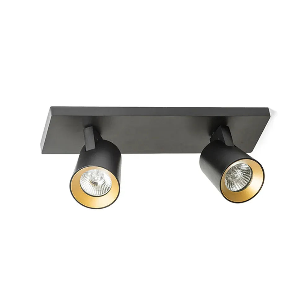 Plafondlamp Kenny – Moderne 2-lichts Spot in Zwart met Goud