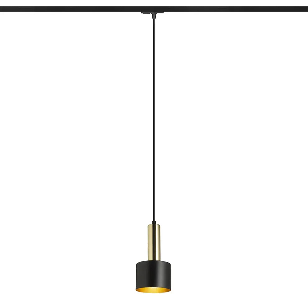 GIULIA 12 1-fase rail hanglamp zwart/goud – moderne cilindervormige pendellamp