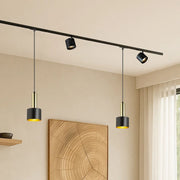 GIULIA 12 1-fase rail hanglamp zwart/goud – moderne cilindervormige pendellamp