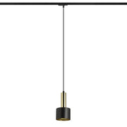 GIULIA 12 1-fase rail hanglamp zwart/goud – moderne cilindervormige pendellamp