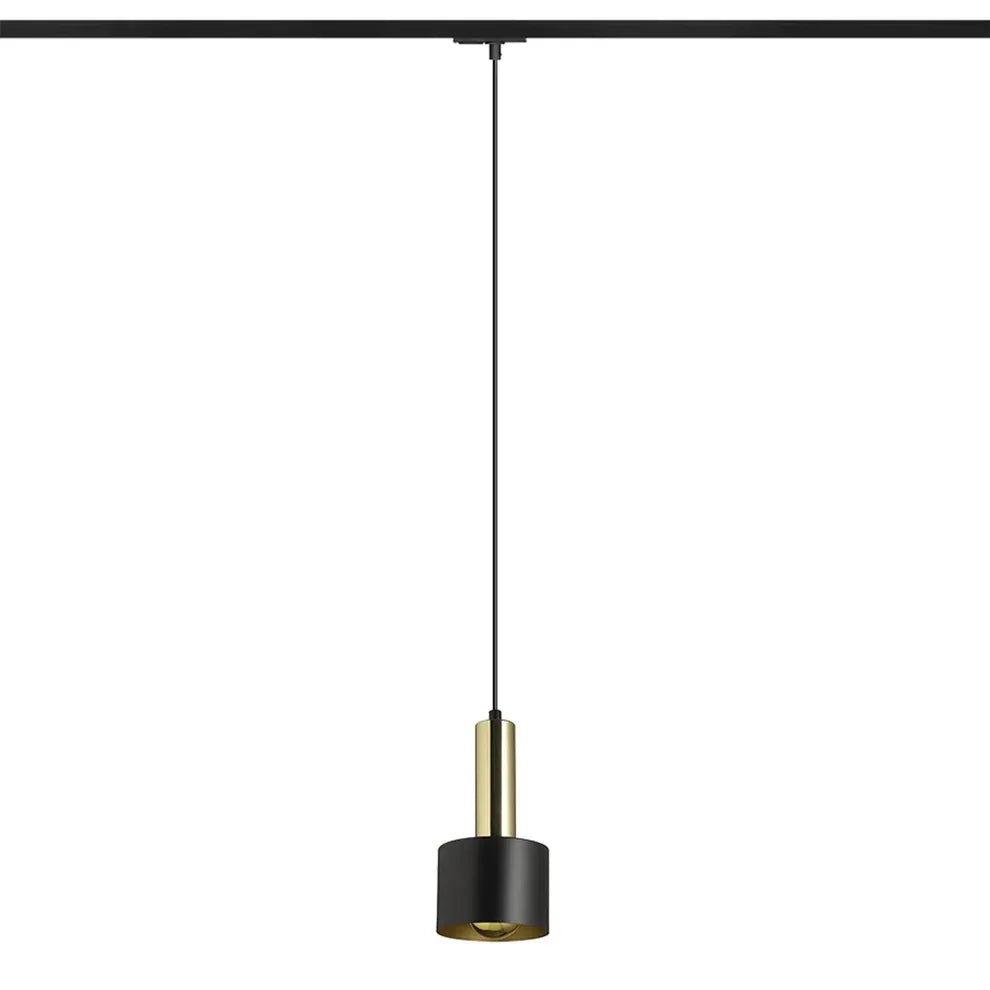 GIULIA 12 1-fase rail hanglamp zwart/goud – moderne cilindervormige pendellamp