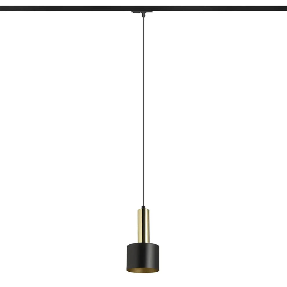 GIULIA 12 1-fase rail hanglamp zwart/goud – moderne cilindervormige pendellamp
