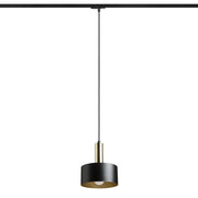 GIULIA 20 voor 1f. stroomrail zwart/goudbruin messing 230V LED E27 15W