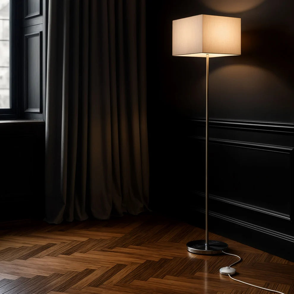 Vloerlamp NYC/TEMPO 30/19 staande lamp Polykatoen wit/chroom van Rendl Light Studio