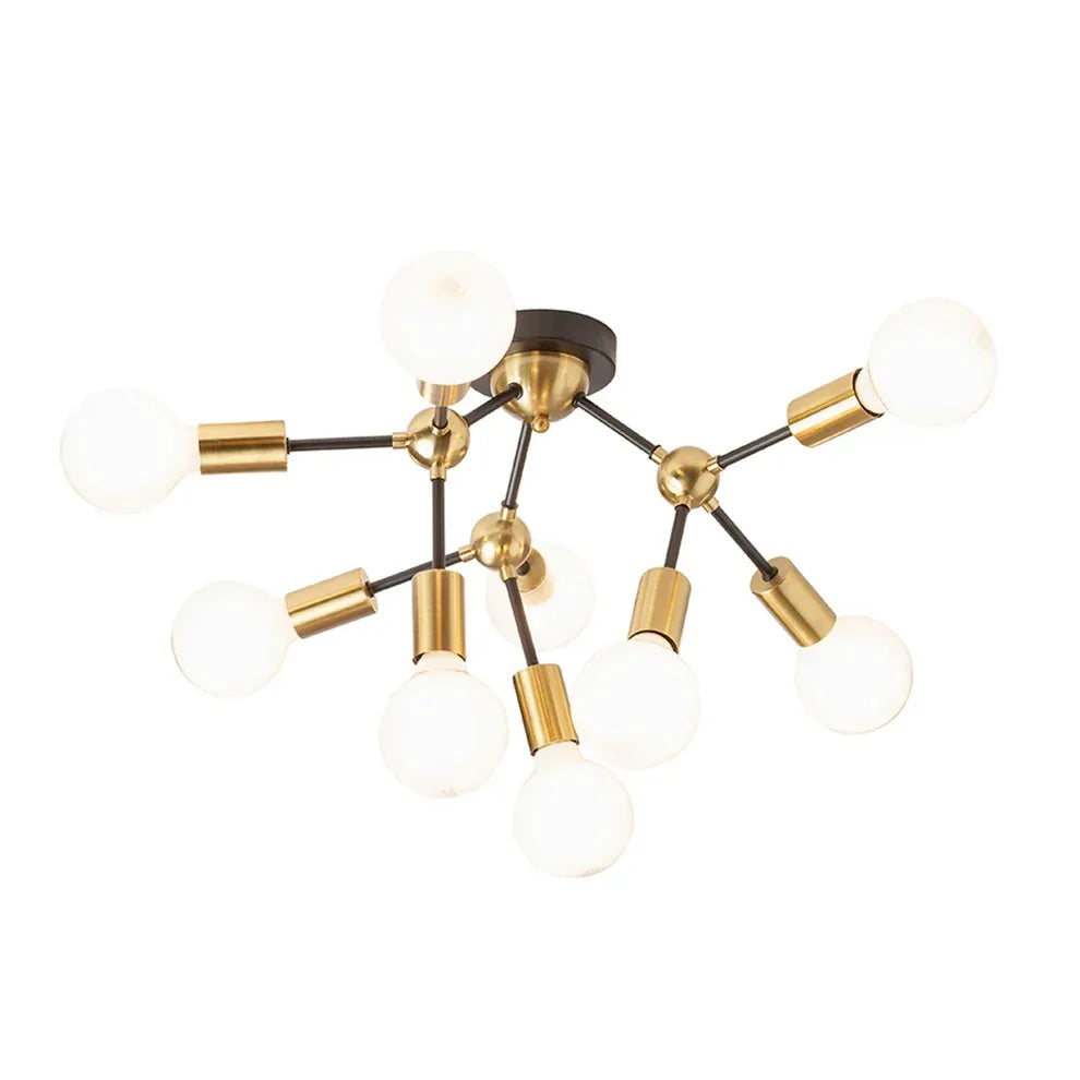 ARTEMIA 9 plaf Moderne 10-lichts plafondlamp goud/zwart – speels design