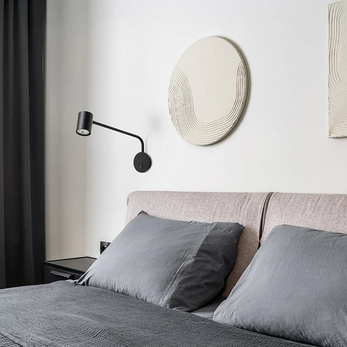 Wandlamp FILIP met arm - Zwart - Wit
