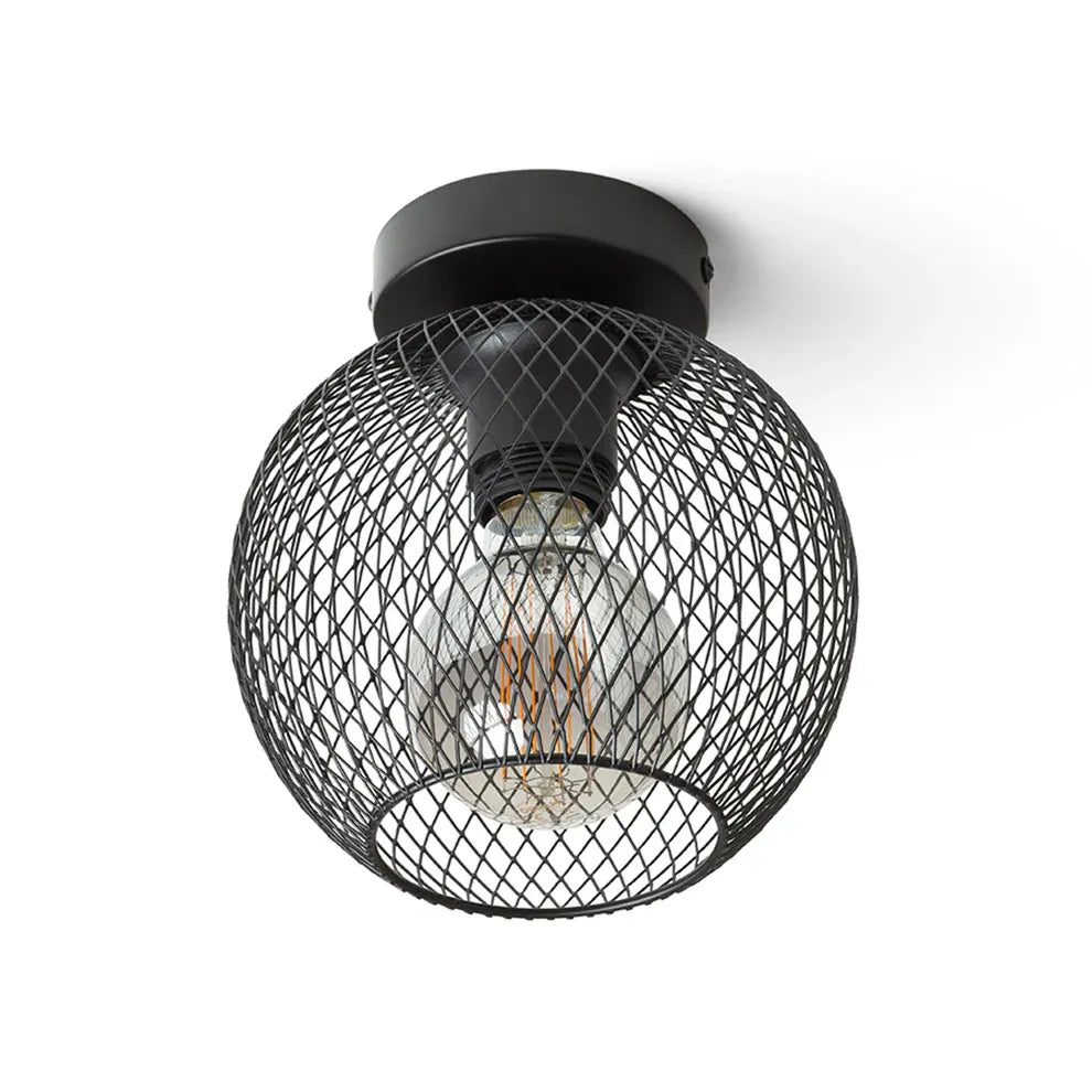 Cosir Industriële plafondlamp zwart met draadkap