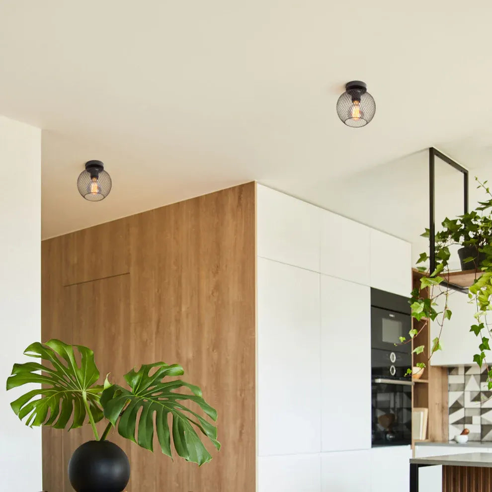 Cosir Industriële plafondlamp zwart met draadkap