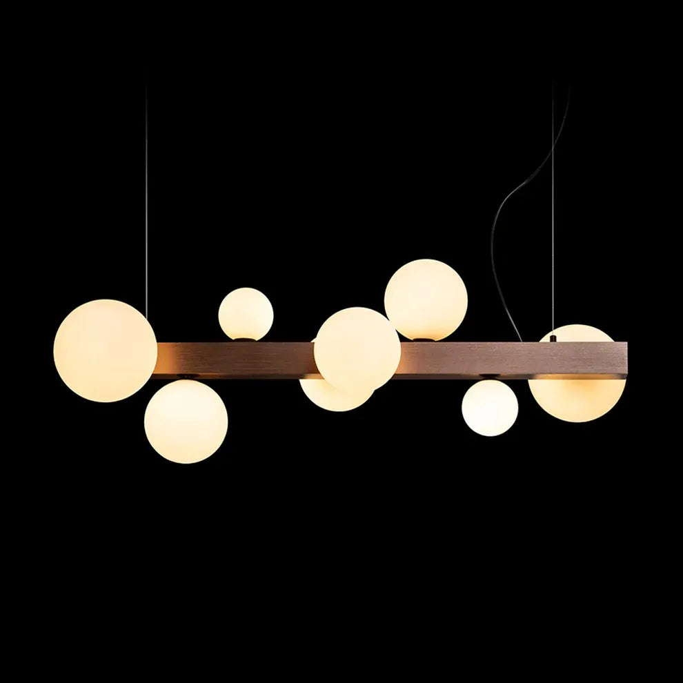 Kassandra - Design hanglamp 8-lichts – geborsteld brons met glazen bollen