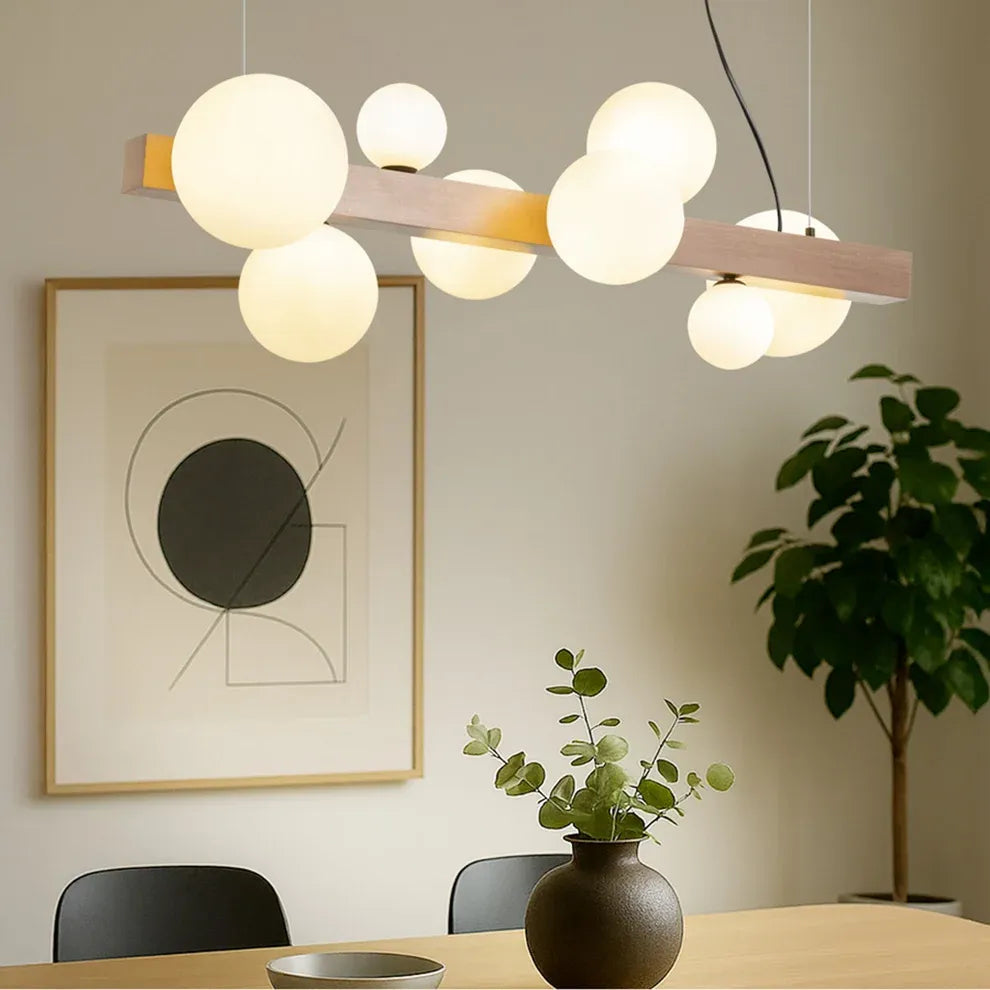 Kassandra - Design hanglamp 8-lichts – geborsteld brons met glazen bollen